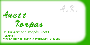 anett korpas business card